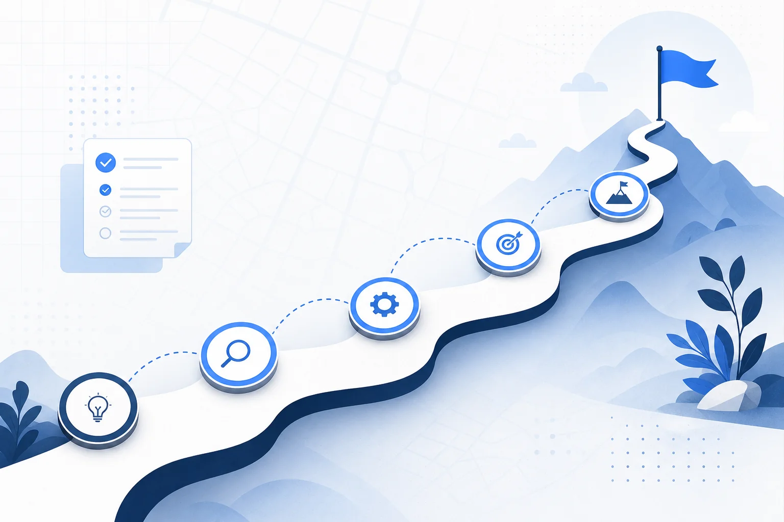 Illustration of a stepped path and journey