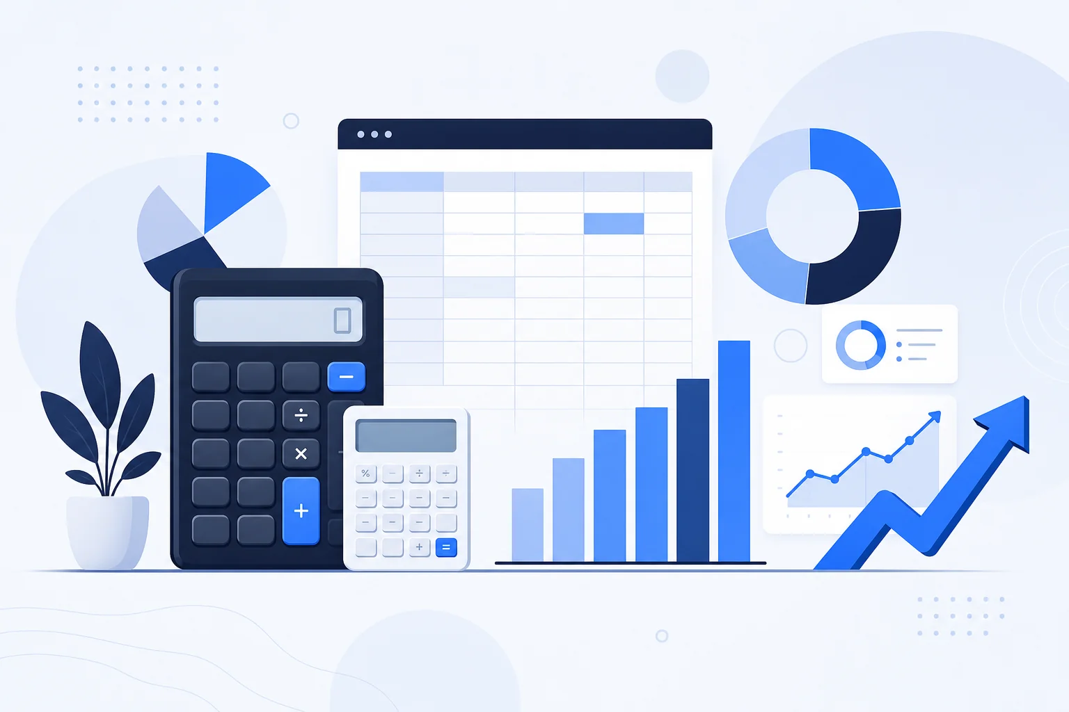 Illustration of calculators and business metrics