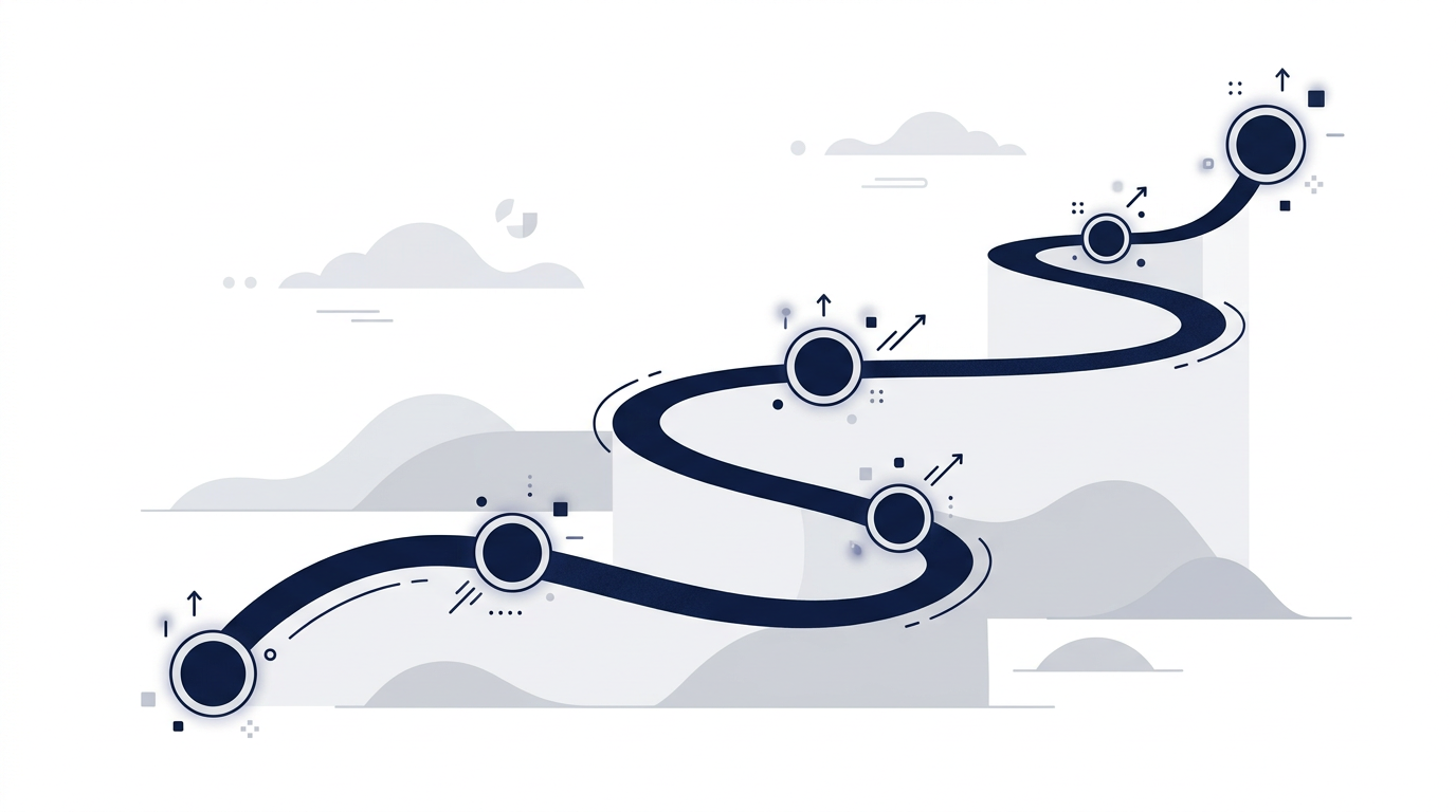 Illustration of a stepped path and journey